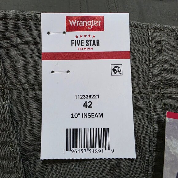 Wrangler Ripstop Cargo Stretch Shorts Tech Relaxed Fit Men's Sz 42, 44, 48 Green - Picture 7 of 7